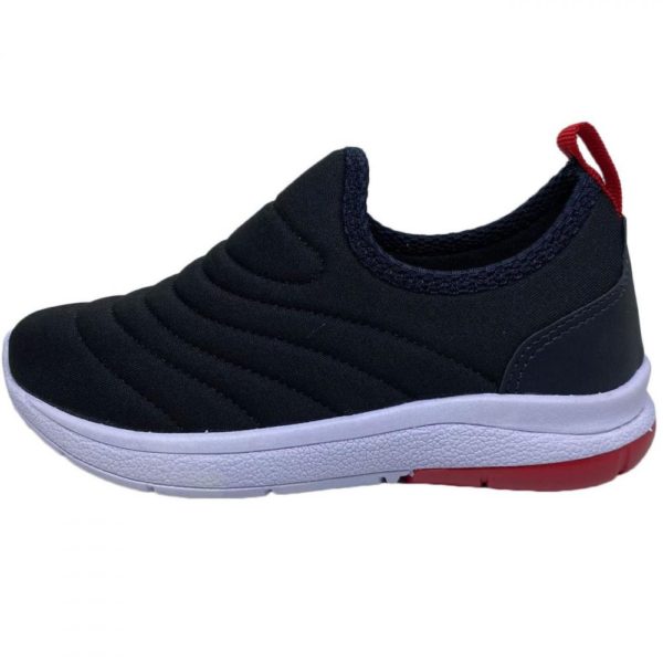 Tênis Infantil Unissex Calce Fácil Preto/Vermelho Kidstep
