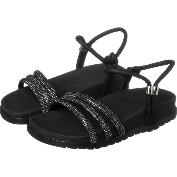 Sandália Birken Tiras Strass Preta Kidstep - Mãe e Filha