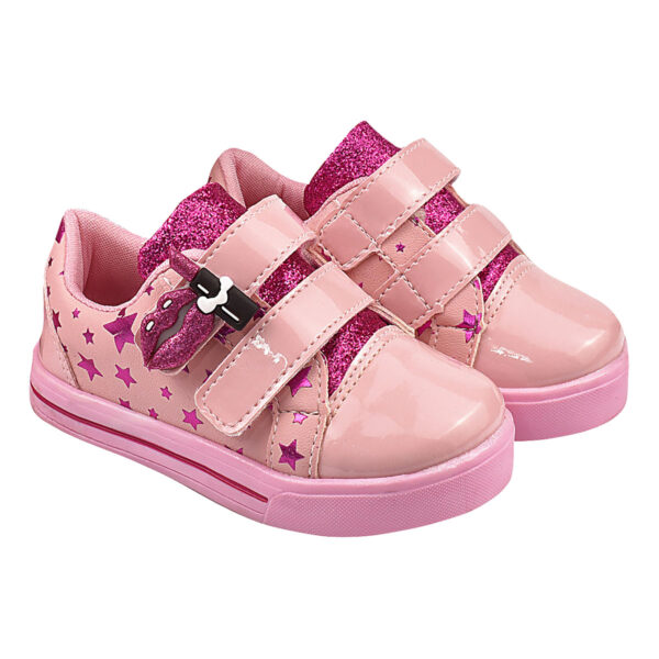 Kit Tênis Infantil Feminino Casual Estrelas com Bolsa Rosa Kidstep - Image 3