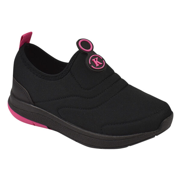 Tênis Infantil Feminino Calce Fácil K Preto/Pink Kidstep - Image 2