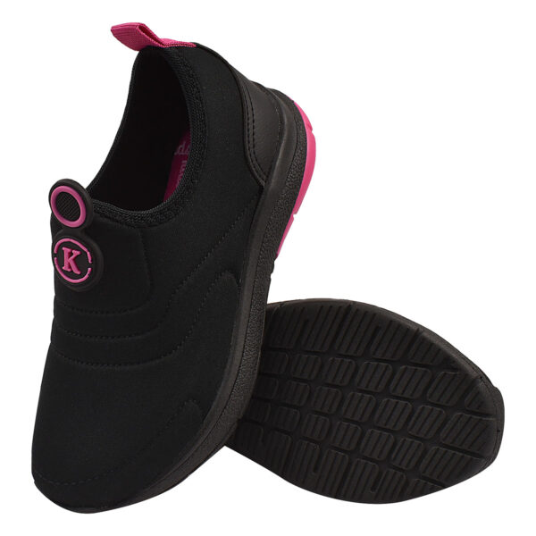 Tênis Infantil Feminino Calce Fácil K Preto/Pink Kidstep - Image 3
