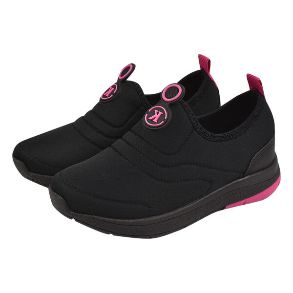 Tênis Infantil Feminino Calce Fácil K Preto/Pink Kidstep