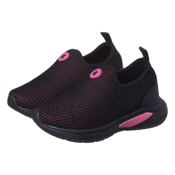 Tênis Infantil Feminino Calce Fácil K Preto/Pink Telinha Kidstep