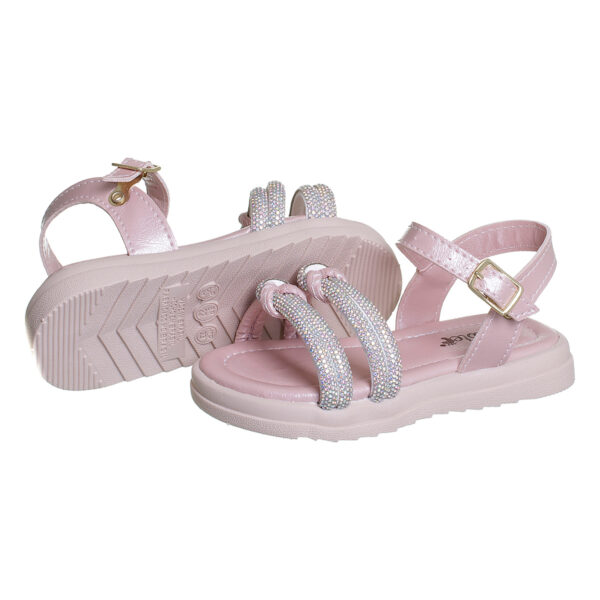 Sandália Infantil Feminina Tira Nó Strass Nude Kidstep - Image 4