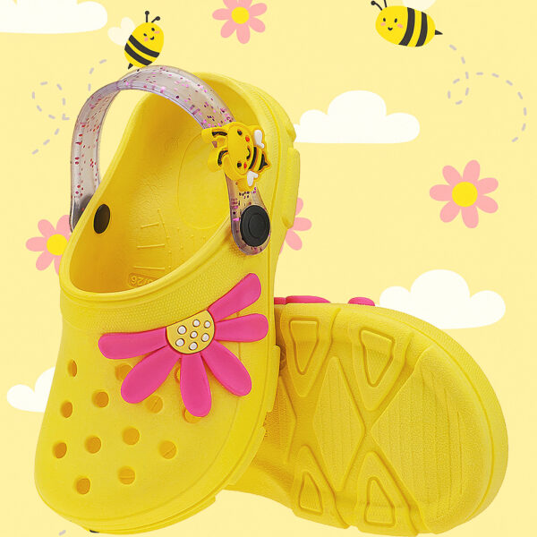 Babuche Infantil Menina Abelha Flor Glitter Kidstep