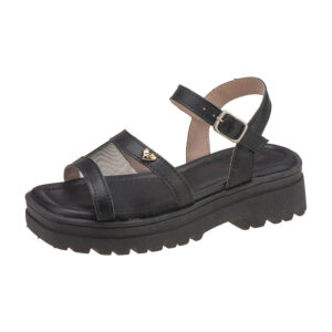 Sandália Infantil Feminina Plataforma Tratorada com Telinha Preto Kidstep