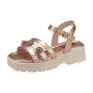 Sandália Infantil Feminina Plataforma Tratorada Metalizada Cobre Kidstep