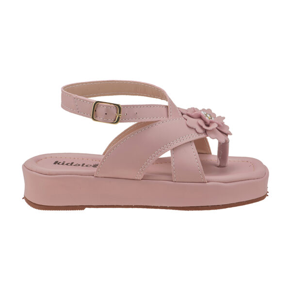 Sandália Flat Infantil Feminina Plataforma com Flor Rosa Kidstep - Image 2