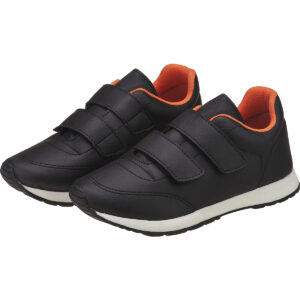 Tênis Infantil Unissex Jogging Preto com Laranja Kidstep